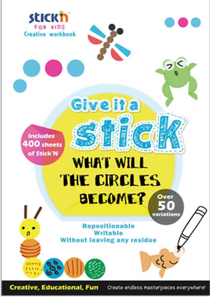 Stickn artistiek werkboek - Creatief en educatief werkboek met ronde sticky notes voor kinderen